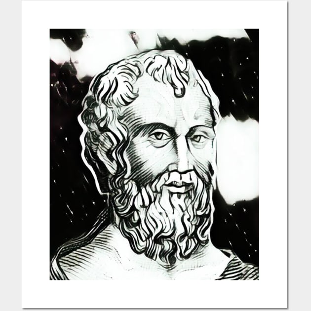 Zeno of Citium Black And White Portrait | Zeno of Citium Artwork 4 Wall Art by JustLit